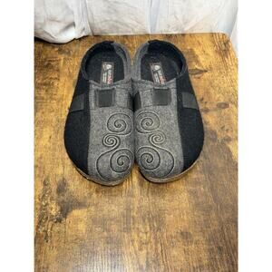 HAFLINGER Magic Felt Wool Clogs Size 40 Gray Black Duo Tone Cork Sole Slippers